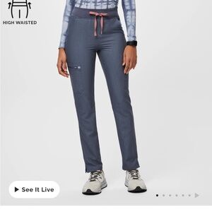 COPY - FIGS High waisted Yola TALL skinny scrub pant Heather Denim